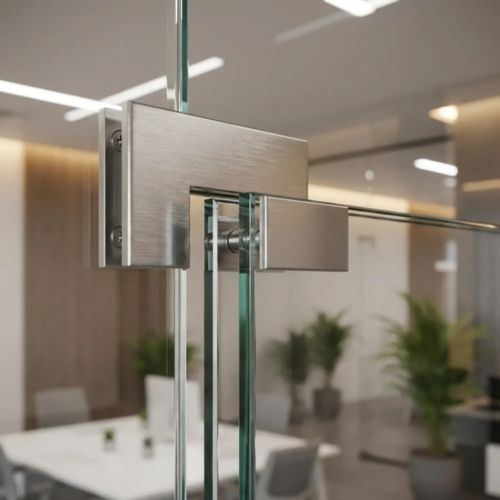 Frameless glass partition installed in a Kasganj office