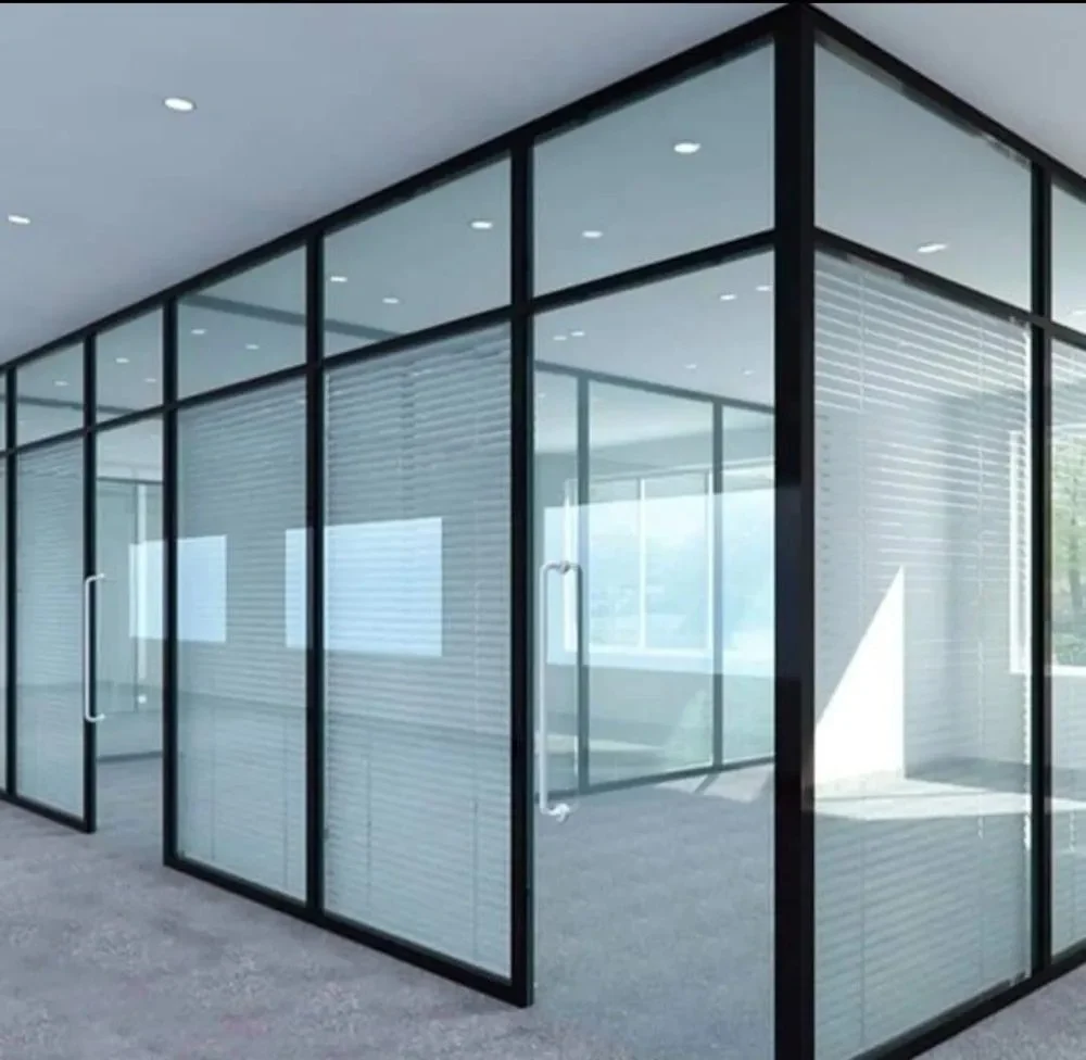 Modular glass office partition setup in Kasganj